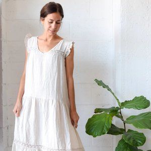 Clementine Ruffled Linen Dress